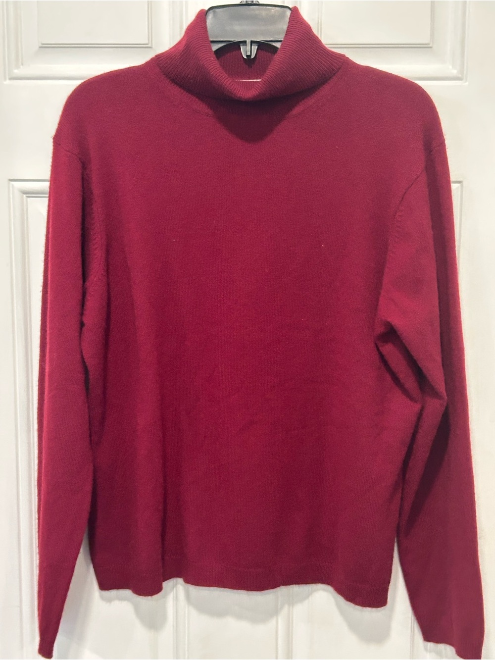 Lord & Taylor 2 Ply Cashmere Turtleneck Sweater Burgundy Red Large Vintage